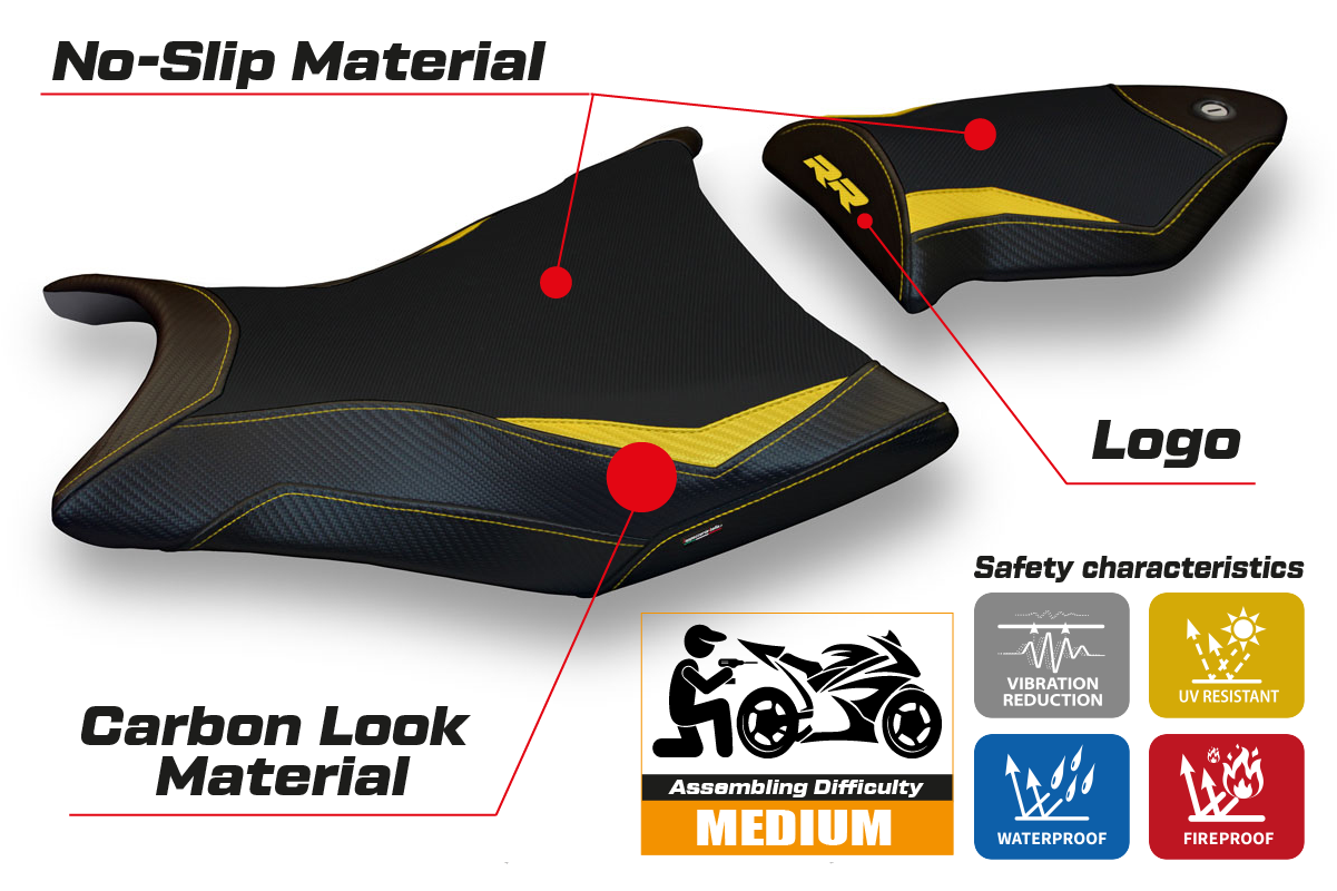 Tappezzeria Italia BMW S1000RR 2009-2011 Seat Cover in Yellow and Black