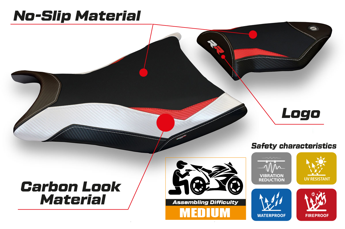 Tappezzeria Italia BMW S1000RR 2009-2011 Seat Cover in Red, White and Black