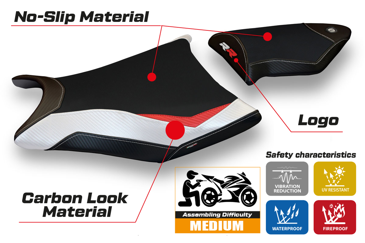 Tappezzeria Italia BMW S1000RR 2009-2011 Seat Cover Comfort in Red, White and Black