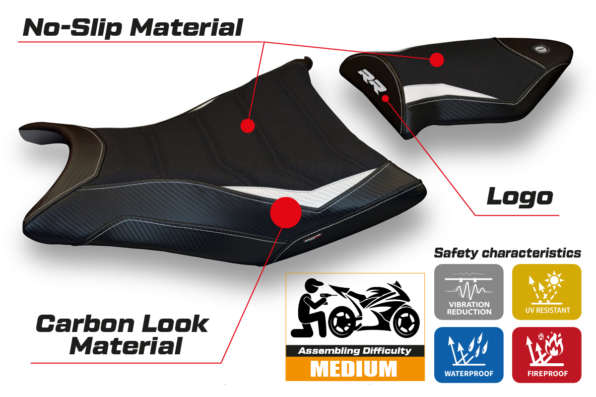 Tappezzeria Italia BMW S1000RR 2009-2011 Seat Cover Ultragrip in White and Black