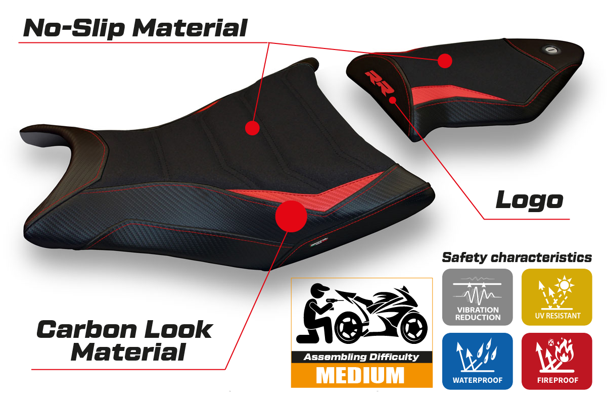 Tappezzeria Italia BMW S1000RR 2009-2011 Seat Cover Ultragrip in Red and Black