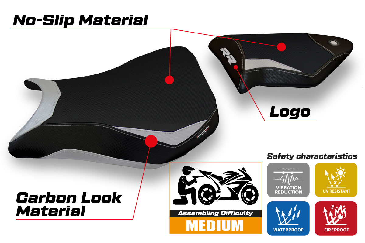 Tappezzeria Italia BMW S1000RR 2012-2014 Seat Cover in Silver and Black