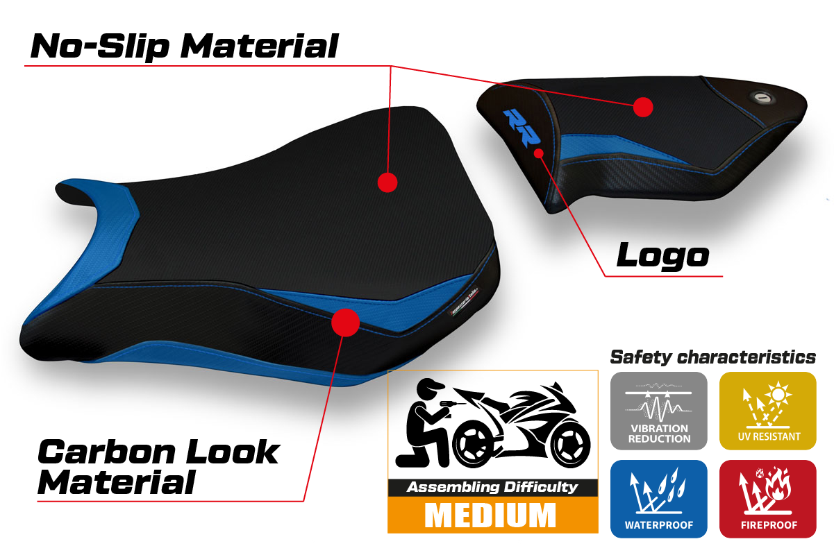 Tappezzeria Italia BMW S1000RR 2012-2014 Seat Cover in Blue and Black