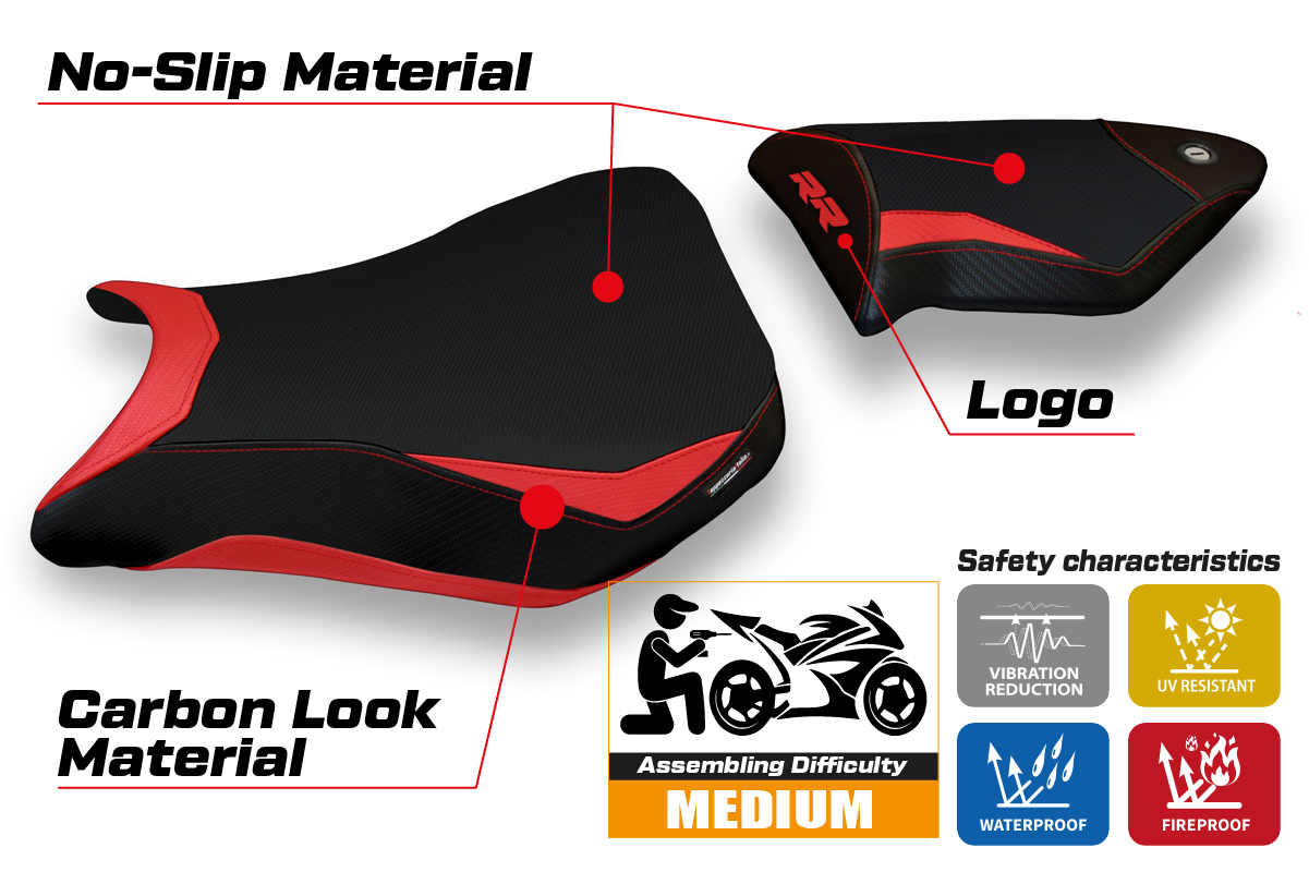 Tappezzeria Italia BMW S1000RR 2012-2014 Seat Cover in Red and Black