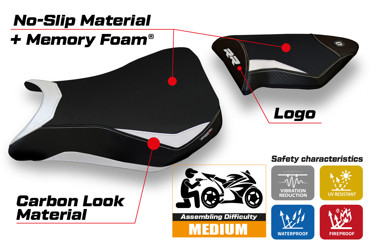 Tappezzeria Italia BMW S1000RR 2012-2014 Seat Cover Comfort in White and Black