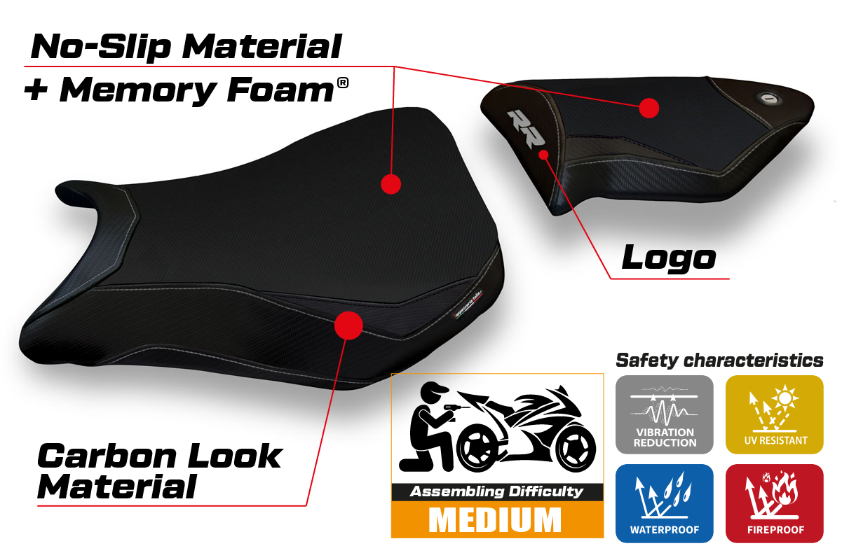 Tappezzeria Italia BMW S1000RR 2012-2014 Seat Cover Comfort in Black