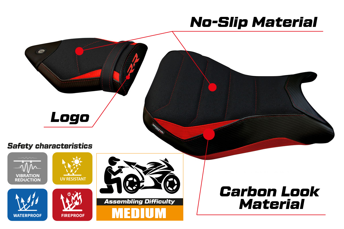Tappezzeria Italia BMW S1000RR 2012-2014 Seat Cover Ultragrip in Red and Black