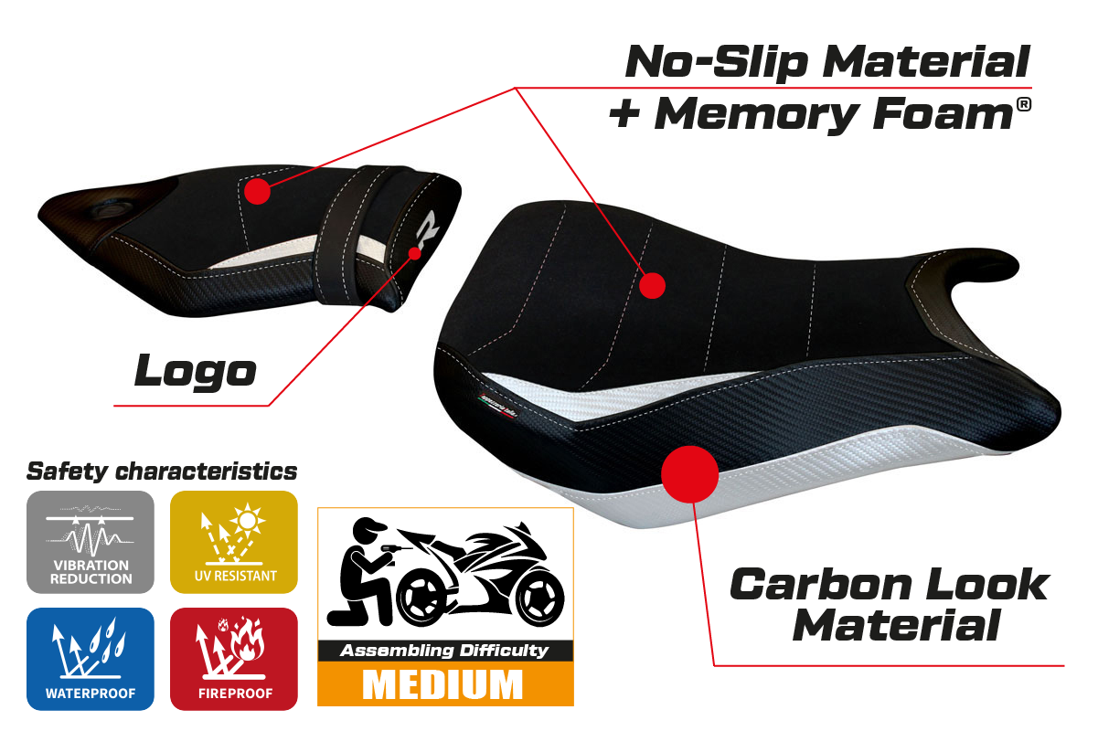 Tappezzeria Italia BMW S1000R 2014-2020 Seat Cover Comfort in White and Black