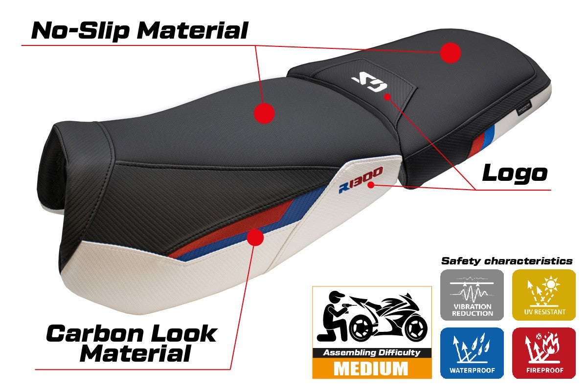 Tappezzeria Italia BMW R1300GS Adventure Trophy 2024-2025 Seat Cover White Red Blue