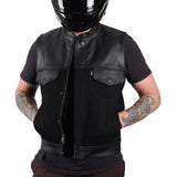 THRASHIN SUPPLY CO. Kanan Leather/Denim Riding Vest - Black - Medium TMJ-13-09