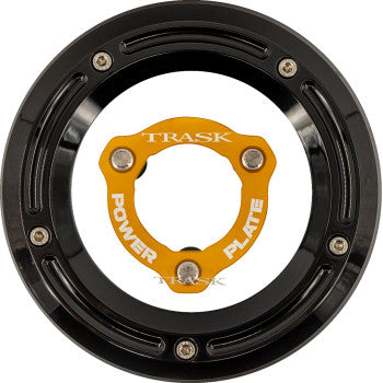 TRASK Derby Cover with Power Plate - Black/Gold - Kit - '17-'25 Harley-Davidson TM-0051-BK-GD