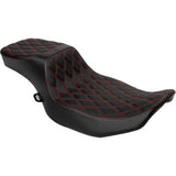 DRAG SPECIALTIES Performance Predator 2-Up Seat - Extended Reach - Vinyl - Red Double Diamond Stitch 0801-1943