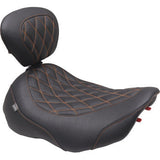 MUSTANG Wide Tripper™ Seat - Solo - Dark Brown/Mandarin Orange Stitching - FLT/FLH '23-'25 89503MO
