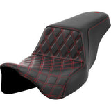 SADDLEMEN Step-Up Seat - Front Lattice Stitch - Red Stitch - FLH/FLT '08-'23 A808-07B-172RED