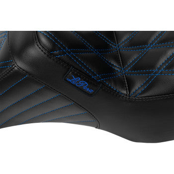 LE PERA Tailwhip Seat - Blue Double Diamond Stitch - FLH/FLT -'23-'24 LV-587DD-BE01