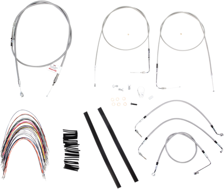 BURLY BRAND Handlebar Cable/Brake Line Kit - Complete - 14" Ape Hanger Handlebars - Stainless Steel B30-1085