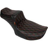 LE PERA Tailwhip Daddy Long Legs Seat - Burnt Orange Double Diamond Stitch - FLH/FLT '23-'24 LV-587DLDD-OB4