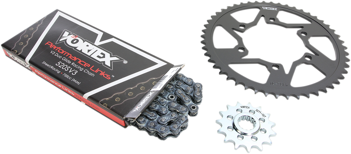 VORTEX Chain and Sprocket Kit - HFRS - Black - Kawasaki ZX-6R/RR CK6353
