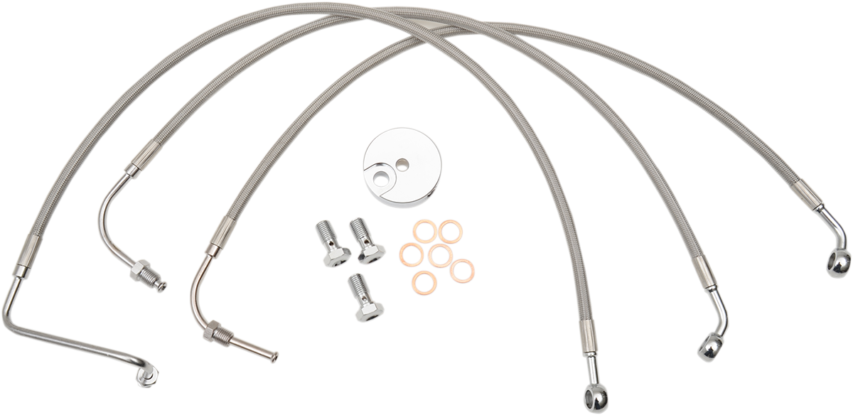 LA CHOPPERS Brake Lines - 12" - 14" Ape Hanger Handlebars - Stainless Steel LA-8005B13