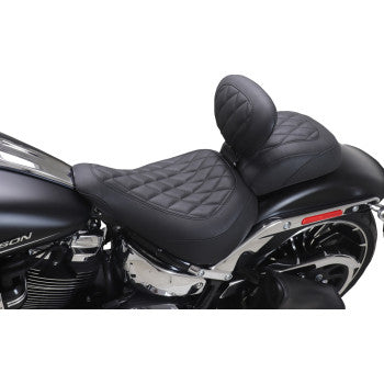 MUSTANG Wide Tripper™ Solo Seat - w/ Backrest - Diamond - Black Stitch - FXBR '23-'25 89027