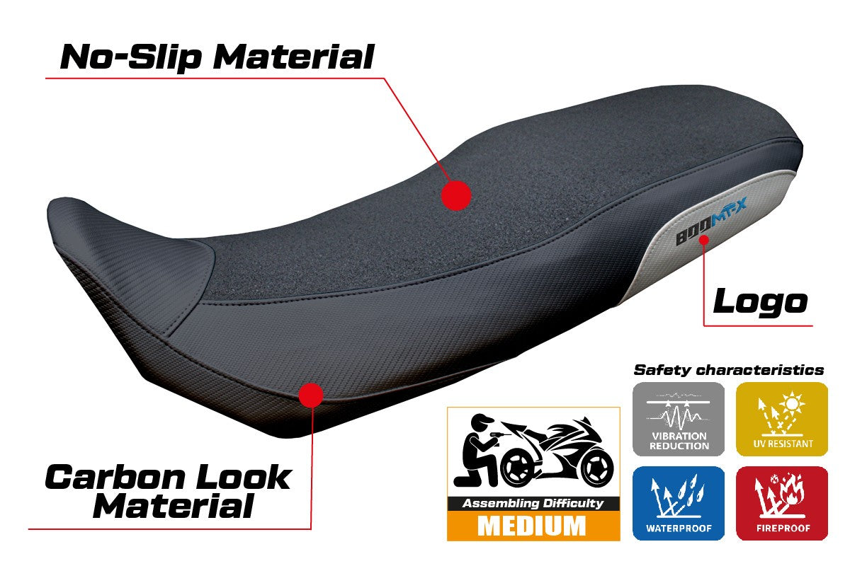 Tappezzeria Italia CF Moto 800 MT X 2025 Seat Cover Ultragrip Silver Black