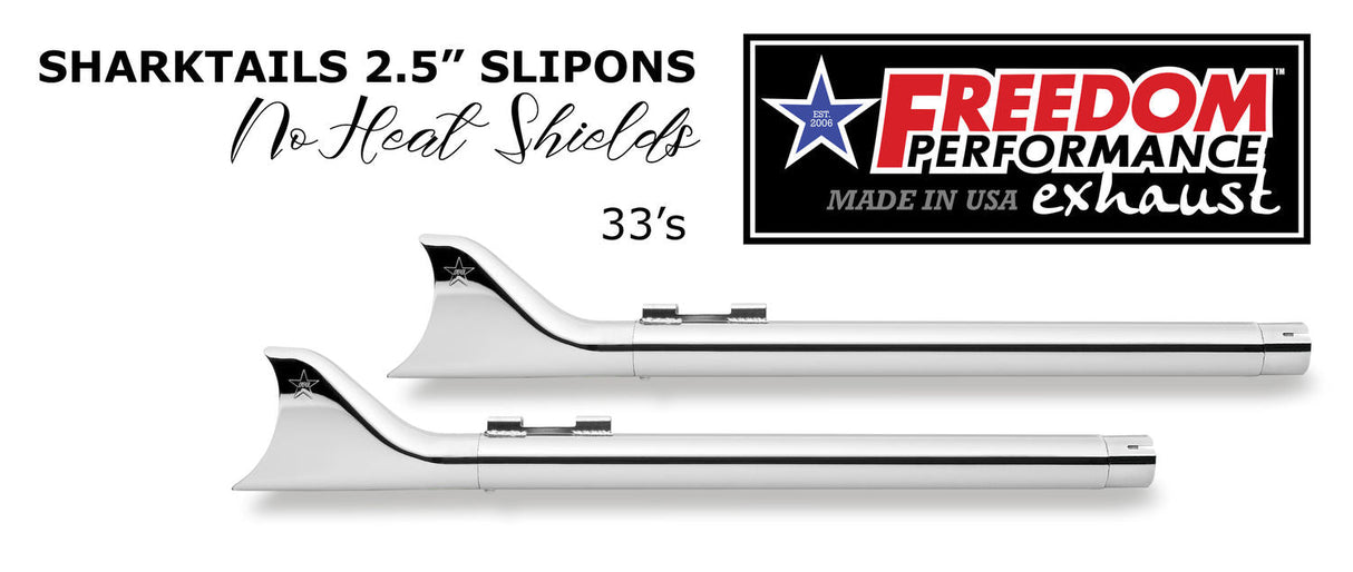 HARLEY TOURING SHARKTAIL 2.125" SLIP-ONS "NO HEAT-SHIELDS" *FITS 95-16 YEARS ONLY*