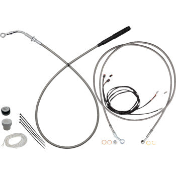 FAT BAGGERS INC. EZ Install Kit - 11"/12" Handlebars - Upper Clutch - Full Length - Braided Stainless Steel/Chrome 219012-C