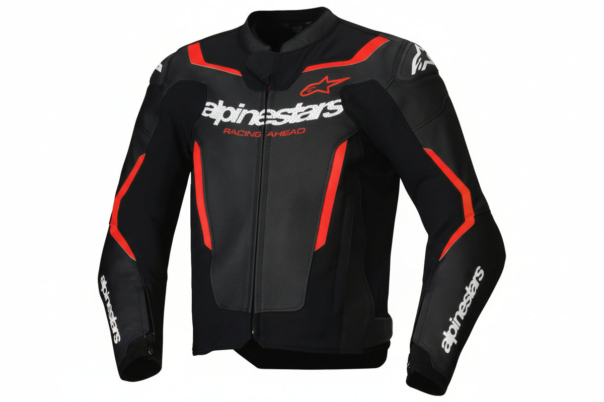 ALPINESTARS Jacket Lthr Gp Force Air Flo Blk/Rd Fl 48 3100326-1030-48