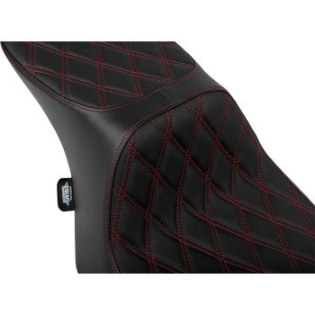 DRAG SPECIALTIES Predator 2-Up Seat - Vinyl - Double Diamond Red Stitch - w/o Backrest - FLTR/FLHX '23-'24 0801-1950