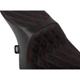 DRAG SPECIALTIES Predator 2-Up Seat - Vinyl - Double Diamond Red Stitch - w/o Backrest - FLTR/FLHX '23-'24 0801-1950