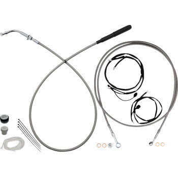 FAT BAGGERS INC. EZ Install Kit - 16" Handlebars - Upper Clutch - Full Length - Braided Stainless Steel/Chrome 249916-C