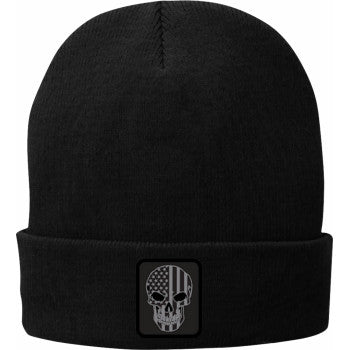 American Biker Mr Piston Flag Fleece-Lined Knit Beanie - Black ABBPISTON18H90BKOR