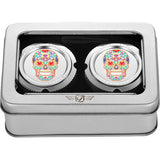 FIGURATI DESIGNS Axle Nut Cover - Front - Stainless Steel - Sugar Skull - Silver FD30-FAC-SS