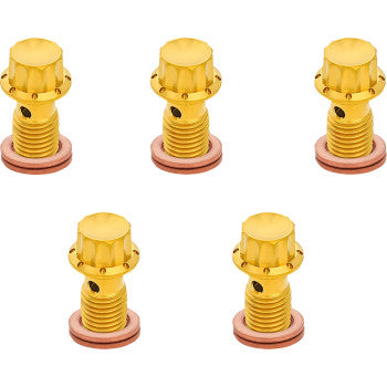 ARLEN NESS Bolt Banjo 5-Pk M12x1.25 Gold 12-Pt Dual F/R Mc Softail 300-865