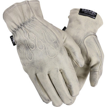 THRASHIN SUPPLY CO. Roper Leather Gloves - Bone White - Large TRG-00-10
