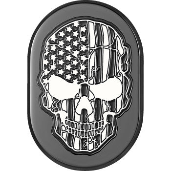 FIGURATI DESIGNS Antenna Cover - Right Rear Fender - Contrast Cut American Flag Skull - Black  FD28-AC-BLK-RT
