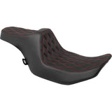 DRAG SPECIALTIES Predator III Seat - Double Diamond - Red Stitched - FLT/FLH '23-'24 0801-1920