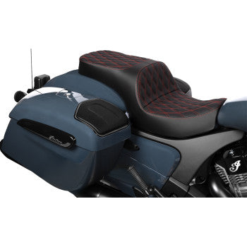 DRAG SPECIALTIES SEATS Freedom Seat - Vinyl - Double Diamond Red Stitch - Challenger '20-'25/Chieftain '25 0810-2474