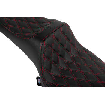 DRAG SPECIALTIES SEATS Predator III 2-Up Seat - Vinyl - Double Diamond - Red Stitch - Chieftain '25/Challenger '20-'25 0810-2468