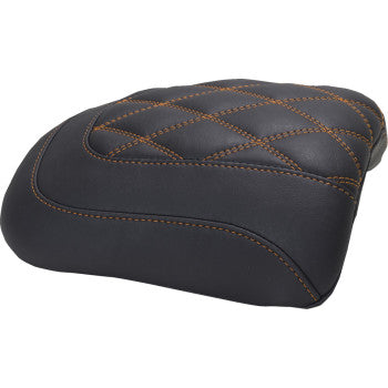 MUSTANG Padded Passenger Seat Cowl - Double Diamond - Mandarin Orange Stitch - FLT/FLH '23-'25 88611MO