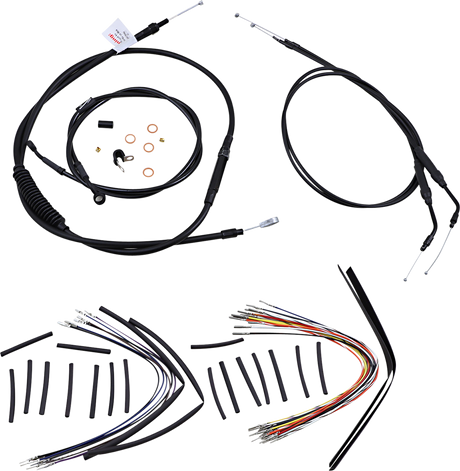 BURLY BRAND Cable Kit - Jail Bar - 14" Handlebars - Black Vinyl B30-1137