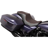 DRAG SPECIALTIES Predator 2-Up Seat - Vinyl - Double Diamond Red Stitch - w/o Backrest - FLTR/FLHX '23-'24 0801-1950