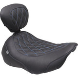 MUSTANG Wide Tripper™ Seat - Solo - Dark Brown/Sky Blue Stitching - FLT/FLH '23-'25 89503SB