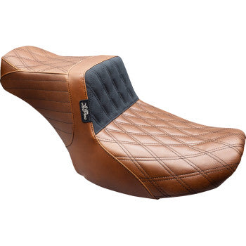 LE PERA Tailwhip Seat - Brown - Double Diamond - Black Stitch - FLT/FLH '24-'25 LV-587TDV01