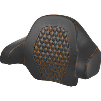 SADDLEMEN Tour Pack Backrest Pad - Honeycomb - Orange Stitching - FL '14-'24 814-07-15103