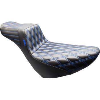 LE PERA Tailwhip Daddy Long Legs Seat - Black - Double Diamond - Blue Stitch - FL/FX '18-'25 LYR-580DLDD-BE01