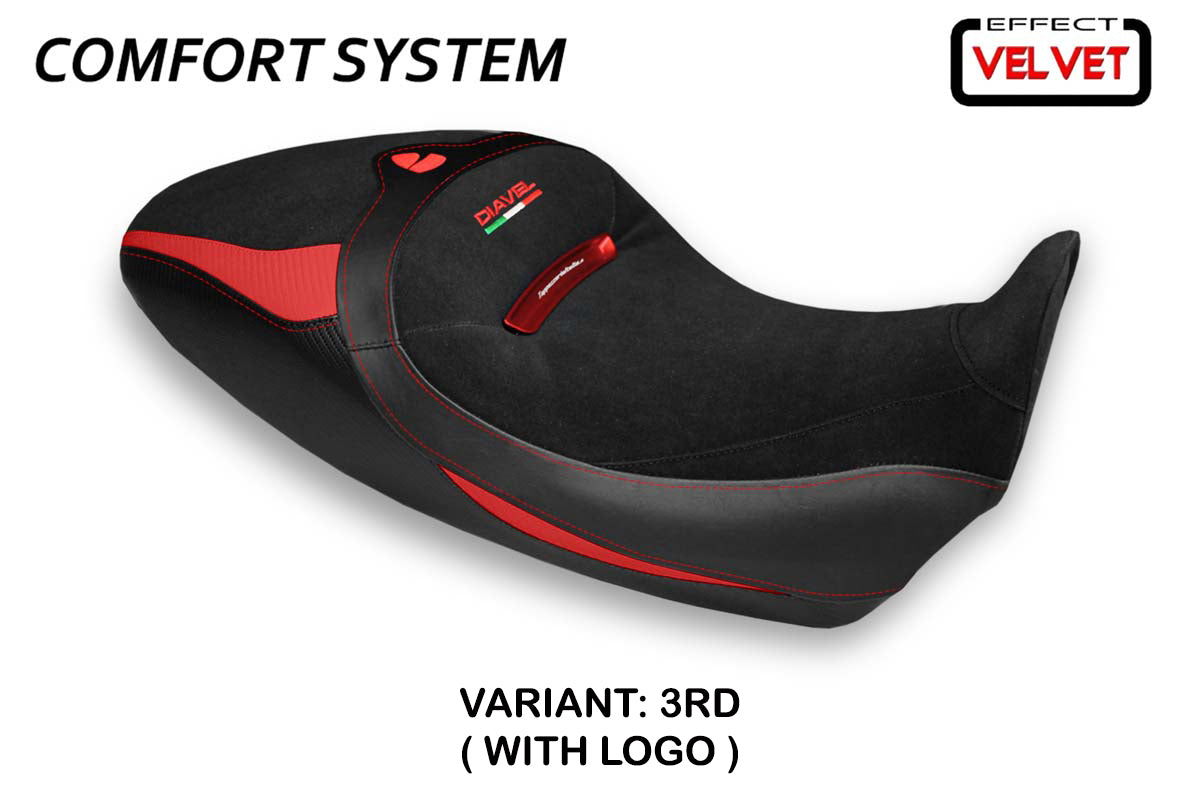 Tappezzeria Italia Ducati Diavel 1260 1260S 2019-2023 Seat Cover Comfort in Red and Black