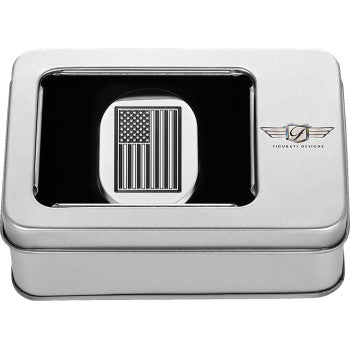 FIGURATI DESIGNS Antenna Cover - Right Rear Fender - Contrast Cut American Flag - Chrome FD26-AC-SS-RT
