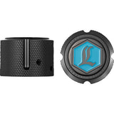 FIGURATI DESIGNS Axle Nut Cover - Front - Stainless Steel - Legends Suspension Logo - Black FD02-FAC-BLK