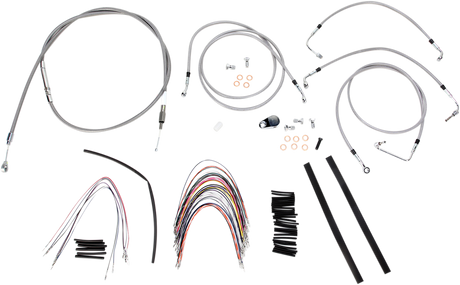 BURLY BRAND Handlebar Cable/Brake Line Kit - Complete - 14" Ape Hanger Handlebars - Stainless Steel B30-1094